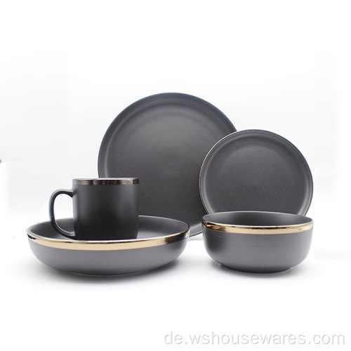 Großhandel Luxus Porzellan Gold Rim Ceramic Tablay -Sets